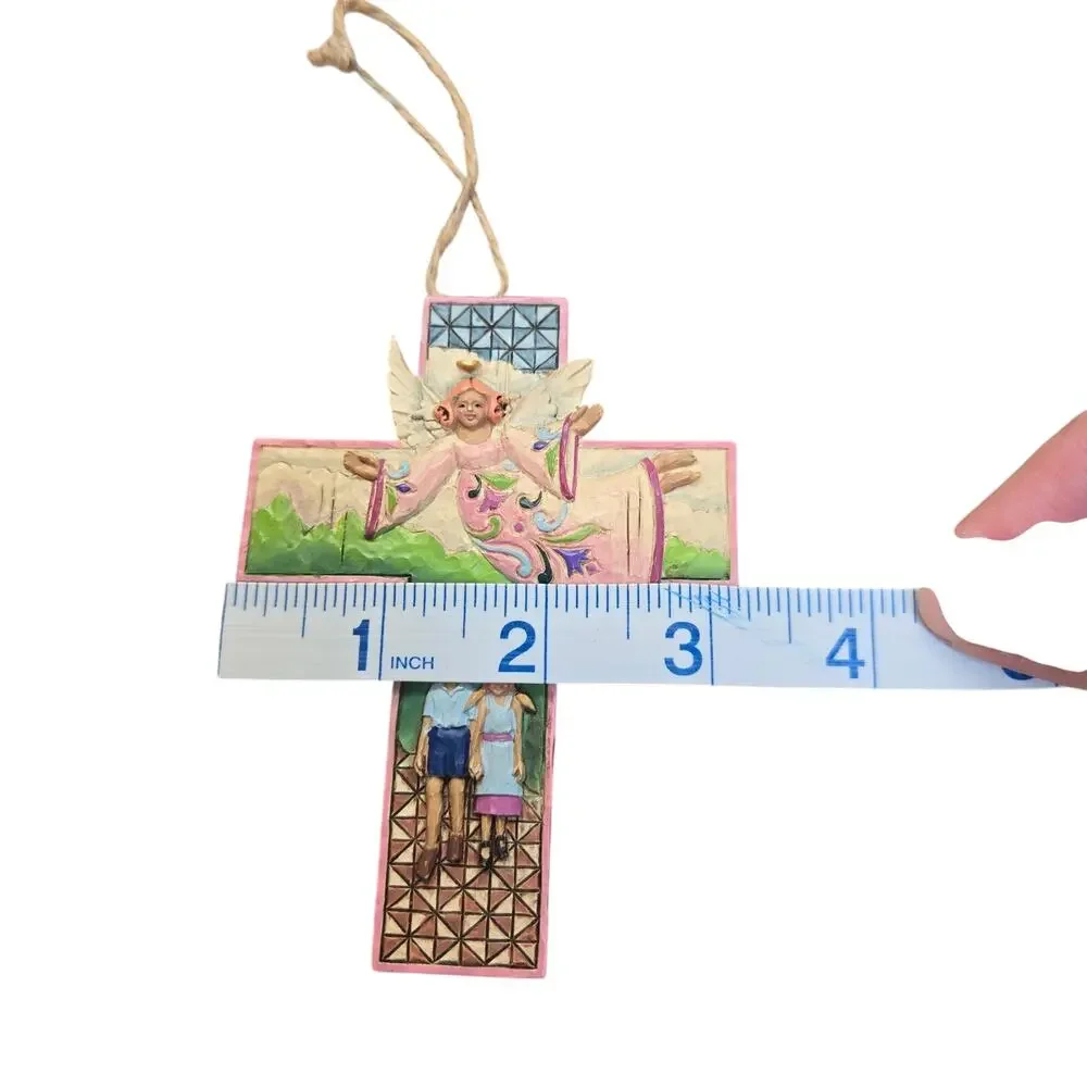 Jim Shore Guardian Angel Cross Pink Children Ornament Hanging Art